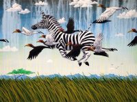 Leucustic and Typical Hornbills (with Zebra)