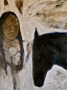 Indian with black horse