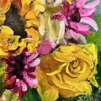 Sunflowers & Pink Zinnias
Sarah Webber
6" x 6"
acrylic on canvas
$95