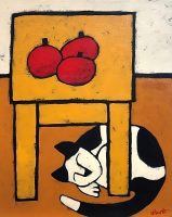 Three Tomatoes and a Cat
Jaime Ellsworth
20" x 16"
acrylic on canvas
$775