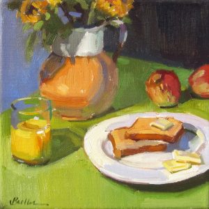 Sunday Breakfast by Samantha Buller, 8" x 8", oil on canvas