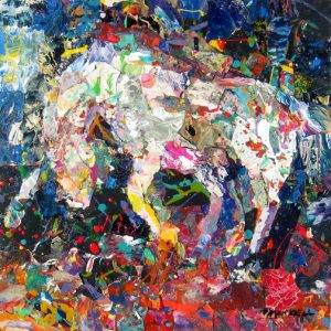 Colorful Play by Alyson Markell , 12" x 12", mixed media on panel