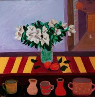 White Flowers and Waiting Cat
Monika Rossa
36" x 36"
oil on canvas
$2300