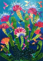 Hummingbirds in the Cactus Flowers
Rachel Slick
33" x 24"
mixed media
$950