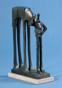 Mick & Mack by Wayne Salge, 13-3/4" x 9-1/8" x 4-1/2", cast bronze, $3200