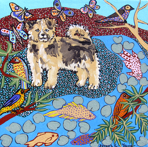 Fuzzy Pup in Landscape by