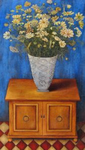 Flowers in White Vase by