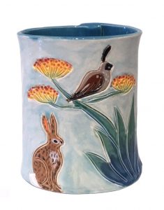 Bunny Quail Oval Vase by
