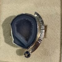 Sterling Silver Natural Geode with 22KT 
accent ring Size 9 ¾
#870
$310