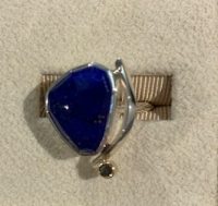 Sterling Silver Natural “rose cut” Lapis with 
Cognac Diamond set in 14KT Size 6 ½
#888
$470