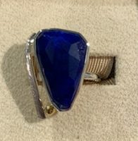 Sterling Silver Natural “rose cut” Lapis with 
22KT accent ring Size 7 ¼
#889
$535