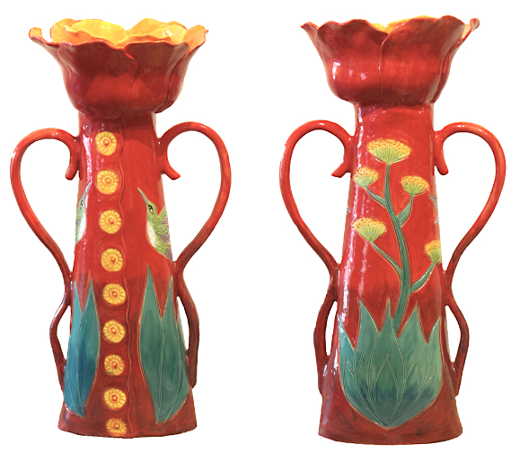 Red Double Petal Poppy Tall Vase by