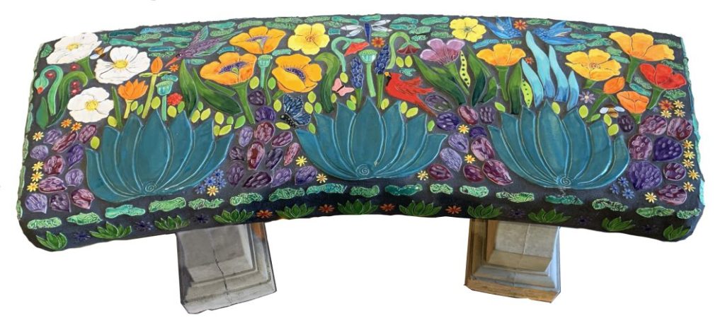 Agave & Poppy Bench by