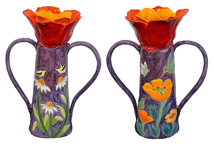 Tall Purple Poppy Vase by