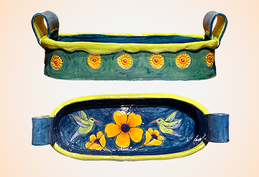 Hummingbird & Poppy Platter by