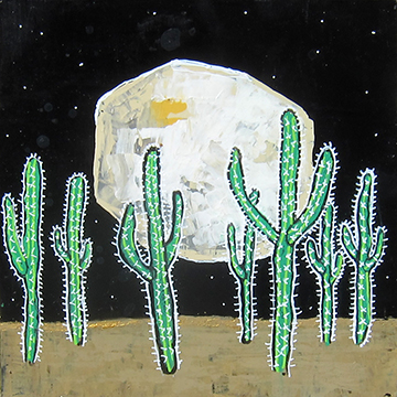 Moonlit Saguaros by