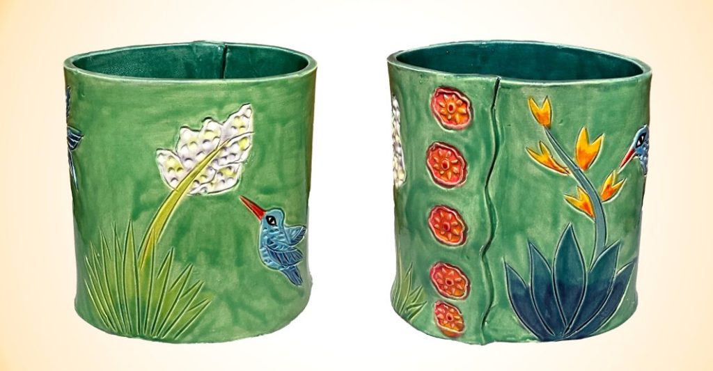 Green Yucca & Hummingbird Vase by