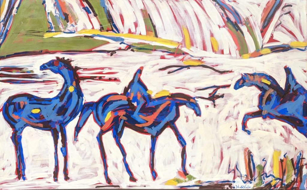 Blue Horses in Canyon by