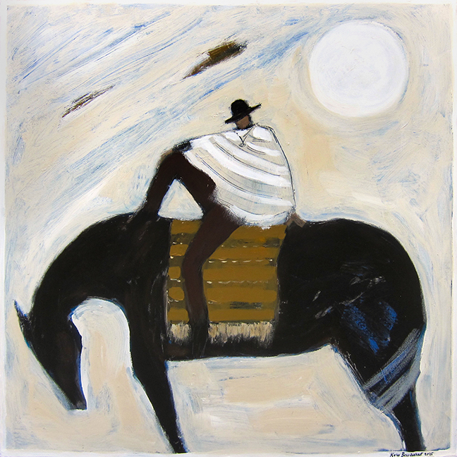Rider and Black Horse by