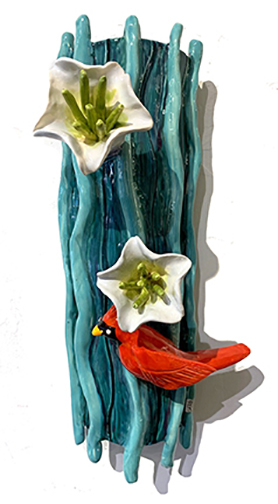 Cactus Tree Wall Sculpture - Cardinal by