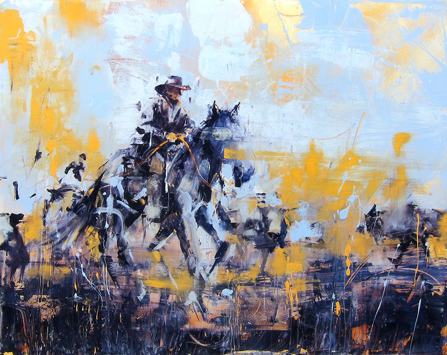 Chasing Cattle Beneath Sunny Sky by