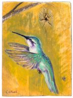 Sparkling Hummingbird on Olive Green
Anneliese Chittock
7" x 5"
acrylic and mixed media on wood
$95