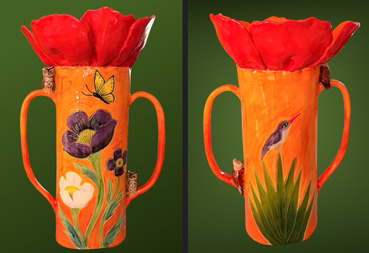Tall Poppy Vase/Owls by