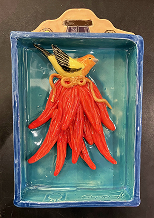 Chili Rista with Yellow Bird Shadow Box by