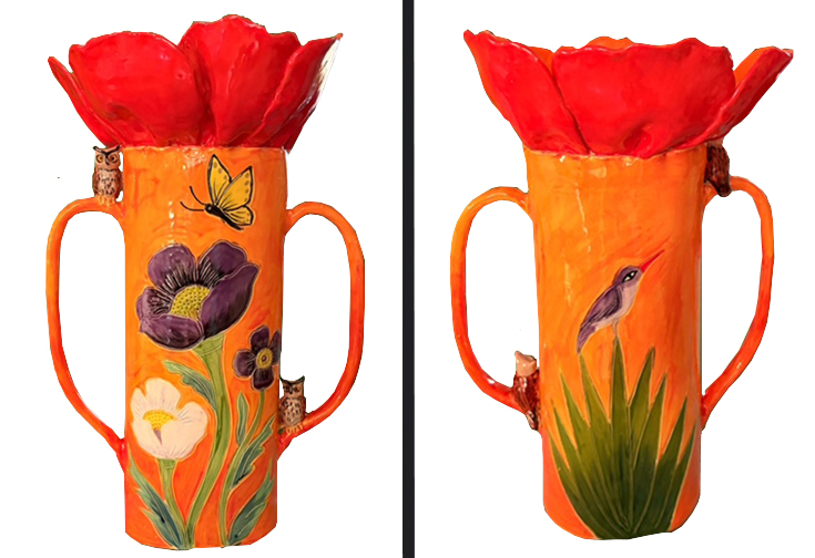 Tall Poppy Vase/Owls by