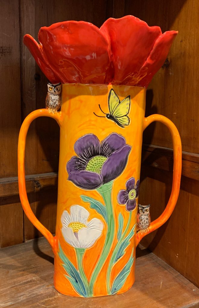 Tall Poppy Vase/Owls by