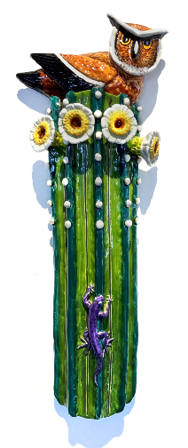 Owl & Saguaro Wall Sculpture by